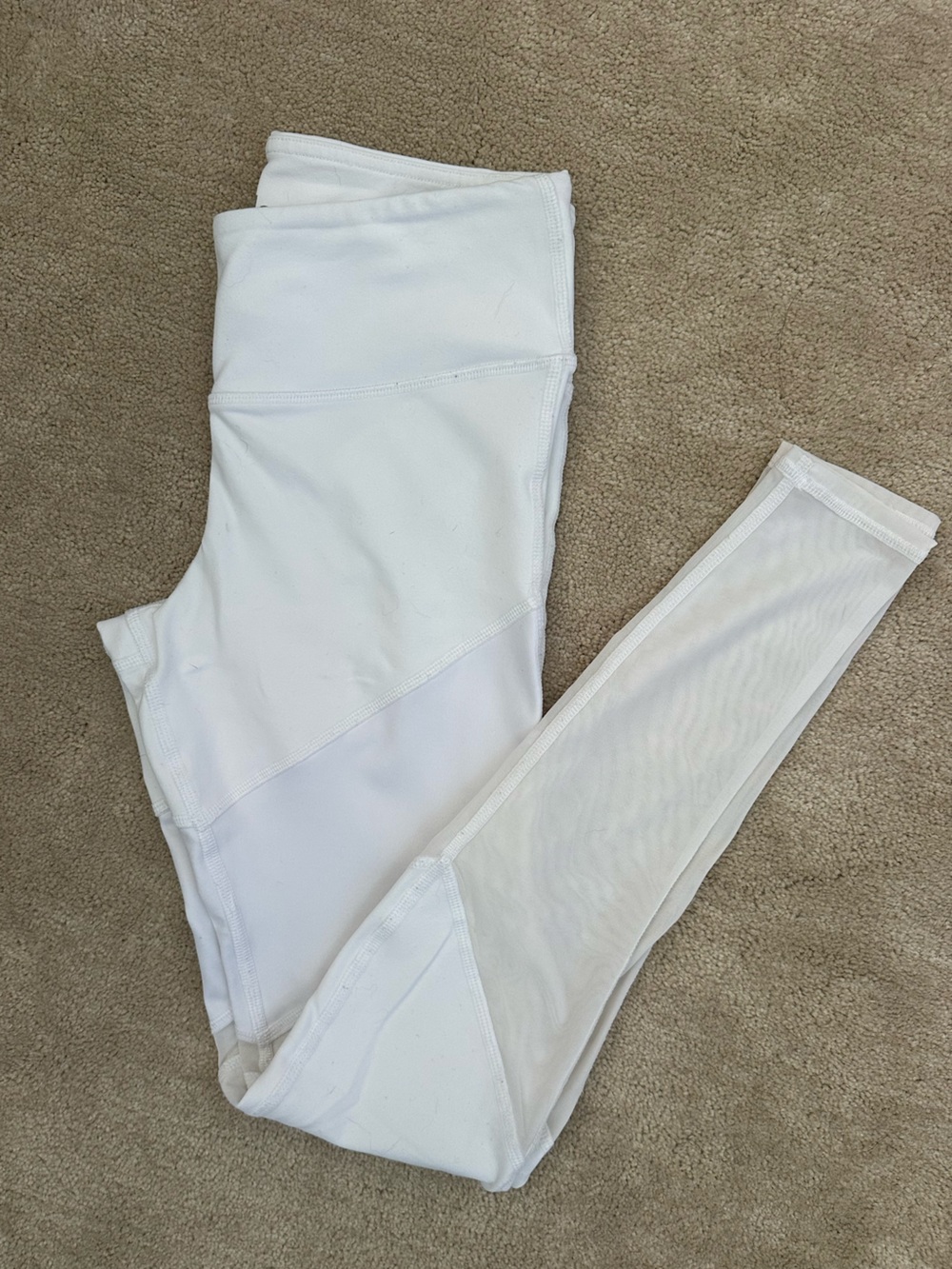 ALO Yoga White Mesh Panel Leggings
